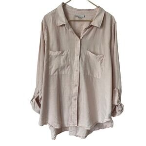 Pale Sky Pink feminine Cottagecore  Button Down Shirt XXL